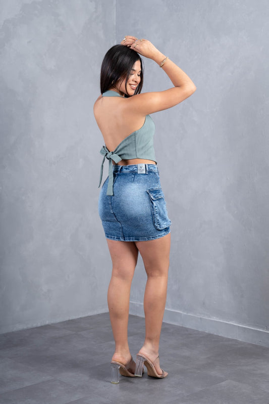 Top Halter Sastre - Gris Claro