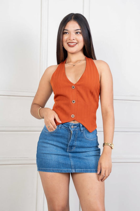 Top Halter Sastre - Terracota